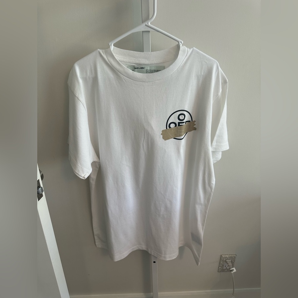 Off-White White & Gold Oversized T-Shirt, in Product Bag, Size XS NWOT